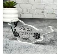 Acrylic Ornament Brother Black Roses Memorial Robin Bird Gift Sympathy Robin Acrylic Plaque| Gift Memorial Remembrance Sympathy Keepsake Gift Custom Home Decor Gift, Small Trinket, Unique Present