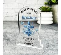 Acrylic Ornament Brother Blue Cross Copy Remembrance Memorial Gift Gravestone Acrylic Plaque| Gift Memorial Remembrance Sympathy Keepsake Gift Custom Home Decor Gift, Small Trinket, Unique Present
