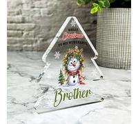 Acrylic Ornament Brother Christmas Crazy Snowman Gift Xmas Tree Acrylic Plaque Decoration | Gift Christmas Xmas Keepsake Gift Custom Home Decor Gift, Small Trinket, Unique Present