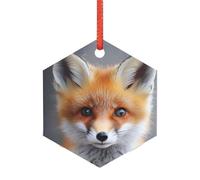 Acrylic Ornament Christmas Tree Decoration Clear Round Pendant with Red Ribbon Cute little fox Christmas Ornaments Indoor Outdoor Hanging Acrylic Pendants for Xmas Party Decor