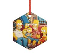 Acrylic Ornament Christmas Tree Decoration Clear Round Pendant with Red Ribbon Simpsons Christmas Ornaments Indoor Outdoor Hanging Acrylic Pendants for Xmas Party Decor