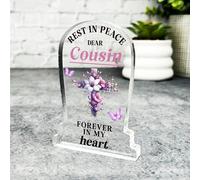 Acrylic Ornament Cousin Purple Floral Cross Remembrance Memorial Gift Gravestone Acrylic Plaque| Gift Memorial Remembrance Sympathy Keepsake Gift Custom Home Decor Gift Small