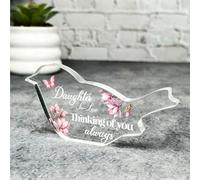 Acrylic Ornament Daughter In-Law Pink Magnolia Memorial Robin Bird Gift Robin Acrylic Plaque| Gift Memorial Remembrance Sympathy Keepsake Gift Custom Home Decor Gift, Small Trinket, Unique Present