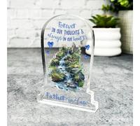Acrylic Ornament Father-In-Law Waterfall Blue Hearts Memorial Gift Gravestone Acrylic Plaque| Gift Memorial Remembrance Sympathy Keepsake Gift Custom Home Decor Gift, Small Trinket, Unique Present