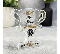 Acrylic Ornament Gift For Best Bus Driver No 1 Rosette Trophy Acrylic Plaque Ornament Present | Gift Birthday Present Keepsake Gift Custom Home Decor Gift, Small Trinket, Unique Present