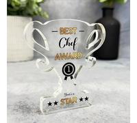 Acrylic Ornament Gift For Best Chef No 1 Rosette Trophy Acrylic Plaque Ornament Present | Gift Birthday Present Keepsake Gift Custom Home Decor Gift, Small Trinket, Unique Present