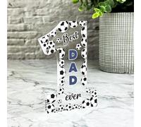 Acrylic Ornament Gift For Best Dad Football Balls Number One Award Acrylic Plaque Ornament | Gift Birthday Present Father's Day Keepsake Gift Custom Home Decor Gift, Small Trinket, Unique Present