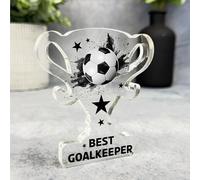Acrylic Ornament Gift For Best Goalkeeper Black Star Football Trophy Acrylic Plaque Ornament | Gift Birthday Present Keepsake Gift Custom Home Decor Gift, Small Trinket, Unique Present