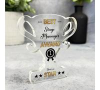 Acrylic Ornament Gift For Best Stage Manager No 1 Rosette Trophy Acrylic Plaque Ornament Present | Gift Birthday Present Keepsake Gift Custom Home Decor Gift, Small Trinket, Unique Present
