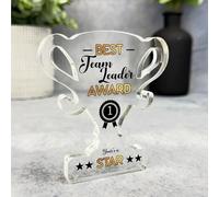 Acrylic Ornament Gift For Best Team Leader No 1 Rosette Trophy Acrylic Plaque Ornament Present | Gift Birthday Present Keepsake Gift Custom Home Decor Gift, Small Trinket, Unique Present