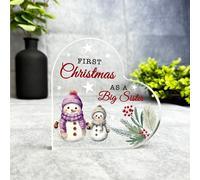 Acrylic Ornament Gift For First Christmas As Big Sister Cute Snowmen Side Heart Acrylic Plaque| Gift Christmas Xmas Keepsake Gift Custom Home Decor Gift, Small Trinket, Unique Present