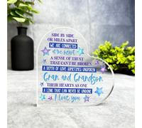 Acrylic Ornament Gift For Gran And Grandson Connected At Heart Blue Star Heart Acrylic Plaque| Gift Birthday Present Mother's Day Keepsake Gift Custom Home Decor Gift, Small Trinket, Unique Present