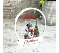 Acrylic Ornament Gift For Great Grandad Christmas Snowman Wine Snowglobe Acrylic Plaque Decor | Gift Christmas Xmas Keepsake Gift Custom Home Decor Gift, Small Trinket, Unique Present