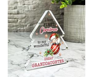 Acrylic Ornament Gift For Great Granddaughter 1st Christmas Baby Bauble Tree Acrylic Plaque| Gift Christmas Xmas Keepsake Gift Custom Home Decor Gift, Small Trinket, Unique Present