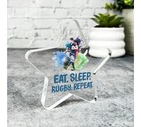 Acrylic Ornament Gift For Rugby Fan Male Eat Sleep Repeat Blue Sport Star Award Acrylic Plaque| Gift Birthday Present Keepsake Gift Custom Home Decor Gift, Small Trinket, Unique Present