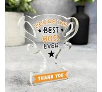 Acrylic Ornament Gift For The Best Boss Ever Trophy Acrylic Plaque Ornament Present | Gift Birthday Present Keepsake Gift Custom Home Decor Gift, Small Trinket, Unique Present