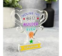 Acrylic Ornament Gift For The Best Builder Ever Award Trophy Acrylic Plaque Ornament Present | Gift Birthday Present Keepsake Gift Custom Home Decor Gift, Small Trinket, Unique Present