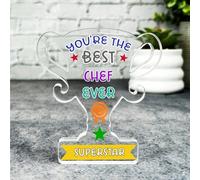 Acrylic Ornament Gift For The Best Chef Ever Award Trophy Acrylic Plaque Ornament Present | Gift Birthday Present Keepsake Gift Custom Home Decor Gift, Small Trinket, Unique Present