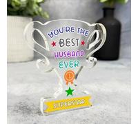 Acrylic Ornament Gift For The Best Husband Ever Award Trophy Acrylic Plaque Ornament Present | Gift Birthday Present Valentine's Day Present Wedding Anniversary Keepsake Gift Custom Home Decor