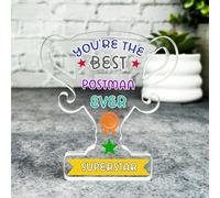 Acrylic Ornament Gift For The Best Postman Ever Award Trophy Acrylic Plaque Ornament Present | Gift Birthday Present Keepsake Gift Custom Home Decor Gift, Small Trinket, Unique Present