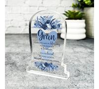 Acrylic Ornament Gran Blue Heart Life Was A Blessing Memorial Gift Gravestone Acrylic Plaque| Gift Memorial Remembrance Sympathy Keepsake Gift Custom Home Decor Gift, Small Trinket, Unique Present