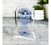 Acrylic Ornament Grandson Blue Heart Life Was A Blessing Memorial Gift Gravestone Acrylic Plaque| Gift Memorial Remembrance Sympathy Keepsake Gift Custom Home Decor Gift Small