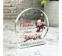 Acrylic Ornament Grandson Teddy Bear Christmas Memorial Gift Snowglobe Acrylic Plaque| Gift Christmas Xmas Memorial Remembrance Sympathy Keepsake Gift Custom Home Decor Gift Small