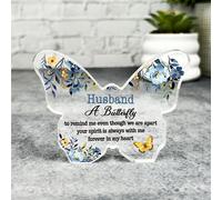 Acrylic Ornament Husband Navy Watercolour Floral Memorial Gift Butterfly Acrylic Plaque Ornament | Gift Memorial Remembrance Sympathy Keepsake Gift Custom Home Decor Gift Small