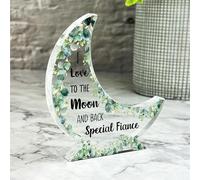 Acrylic Ornament Love You To The Moon And Back Gift For Fiancé Moon Ornament Acrylic Plaque| Gift Birthday Present Valentine's Day Keepsake Gift Custom Home Decor Gift, Small Trinket, Unique Present