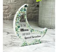 Acrylic Ornament Love You To The Moon And Back Gift For Grandson Moon Ornament Acrylic Plaque| Gift Birthday Present Keepsake Gift Custom Home Decor Gift, Small Trinket, Unique Present
