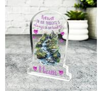 Acrylic Ornament Mum Waterfall Pink Hearts Remembrance Memorial Gift Gravestone Acrylic Plaque| Gift Memorial Remembrance Sympathy Keepsake Gift Custom Home Decor Gift, Small Trinket, Unique Present