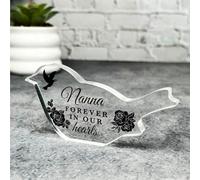 Acrylic Ornament Nanna Black Roses Memorial Robin Bird Gift Sympathy Robin Acrylic Plaque| Gift Memorial Remembrance Sympathy Keepsake Gift Custom Home Decor Gift, Small Trinket, Unique Present