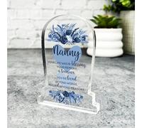Acrylic Ornament Nanny Blue Heart Life Was A Blessing Memorial Gift Gravestone Acrylic Plaque| Gift Memorial Remembrance Sympathy Keepsake Gift Custom Home Decor Gift, Small Trinket, Unique Present
