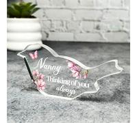 Acrylic Ornament Nanny Pink Magnolia Memorial Robin Bird Gift Sympathy Robin Acrylic Plaque| Gift Memorial Remembrance Sympathy Keepsake Gift Custom Home Decor Gift, Small Trinket, Unique Present