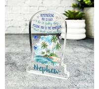 Acrylic Ornament Nephew Beach Palm Tree Remembering You Memorial Gift Gravestone Acrylic Plaque| Gift Memorial Remembrance Sympathy Keepsake Gift Custom Home Decor Gift Small
