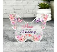 Acrylic Ornament Pink Inspirational Positive You Are Amazing Mum Gift Butterfly Acrylic Plaque| Gift Birthday Present Mother's Day Keepsake Gift Custom Home Decor Gift, Small Trinket, Unique Present