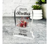 Acrylic Ornament Special Brother Red Candle Remembrance Memorial Gift Gravestone Acrylic Plaque| Gift Memorial Remembrance Sympathy Keepsake Gift Custom Home Decor Gift Small