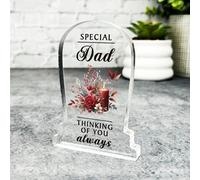 Acrylic Ornament Special Dad Red Candle Remembrance Memorial Gift Gravestone Acrylic Plaque| Gift Memorial Remembrance Sympathy Keepsake Gift Custom Home Decor Gift, Small Trinket, Unique Present