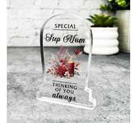 Acrylic Ornament Special Step-Mum Red Candle Remembrance Memorial Gift Gravestone Acrylic Plaque| Gift Memorial Remembrance Sympathy Keepsake Gift Custom Home Decor Gift Small