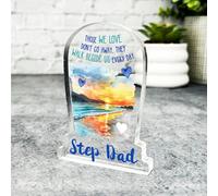 Acrylic Ornament Step Dad Beach Remembrance Memorial Gift Sympathy Gravestone Acrylic Plaque| Gift Memorial Remembrance Sympathy Keepsake Gift Custom Home Decor Gift, Small Trinket, Unique Present