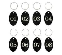 Acrylic Oval Numbered Tags ID Tags with Key Ring for Organizing (Black, 01-100)