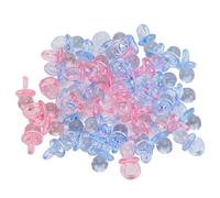 Acrylic Pacifier Birthday Party Decoration Baby Baptism Soothing Mini Color Toys for Christening Baby Shower Baby Shower Wedding Birthday Kids Party Multicolour 100Pcs (Transparent Pink + Blue)