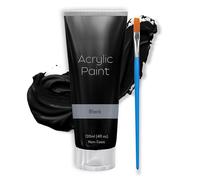 Acrylic Paint 120ml with Bonus Brush - Non Toxic - Vibrant Colours for Artists of All Levels Acrylic Paint Supplies for Wood, Fabric, Crafts, Canvas, Leather, Stone - Water based (Black)