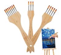 Acrylic Paint Brush Set - 3 Piece Professional Texture Nylon Wool Oil Brushes | Premium Texture Rake Brush Set For Oil Watercolor Painting Beginners Adults Canvas Pottery Craft Art Supplies Studio Hom