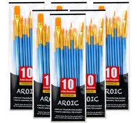 Acrylic Paint Brush Set, 6 Packs / 60 pcs Nylon Hair Brushes for All Purpose Oil Watercolor Painting Artist Professional Kits