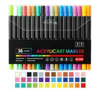 Acrylic Paint Marker | Double-Head Acrylic Marker | Waterproof 24/36 Colors Brush Tip Paint Markers, Drawing Highlighter for Rock, Glass, Ceramic, Wood, Fabric, Painting