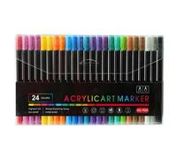 Acrylic Paint Marker | Double-Head Acrylic Marker | Waterproof 24/36 Colors Brush Tip Paint Markers, Drawing Highlighter for Rock, Glass, Ceramic, Wood, Fabric, Painting