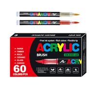 Acrylic Paint Marker - Soft Brush Tip Pen, Waterproof Artist Art Supply | Professional Painting Set For Wood Rock Fabric Canvas, Multi Drawing Tool For Glass Paper