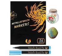 Acrylic Paint Markers, 12/24-Color Glitter Art Supplies, Fine Tip Paper Coloring Pens, for Rock Wood Glass Canvas Fabric Ceramic Scrapbook Decorations Classroom Birthday Teens Kids Adults