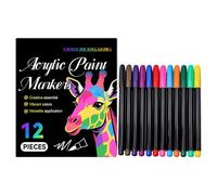 Acrylic Paint Markers - 12 Colors | Markers for | Creative Acrylic Markers for Wood, Fabric, Glass, Canvas, Crafts, Scrapbooking, Kids Art Projects